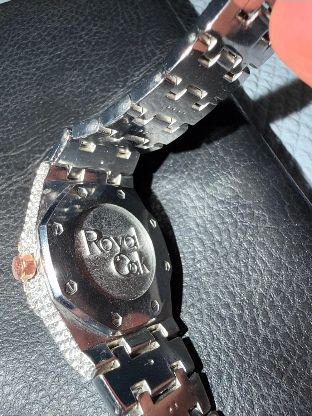 AP Vintage Royal Oak Arabic Dial Rose Gold Silver Lab Diamond Iced Out Watch